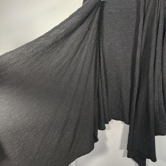 Free People Open‎ Front Cardigan S Black Distressed Boho Cottagecore Grunge - Picture 6 of 9